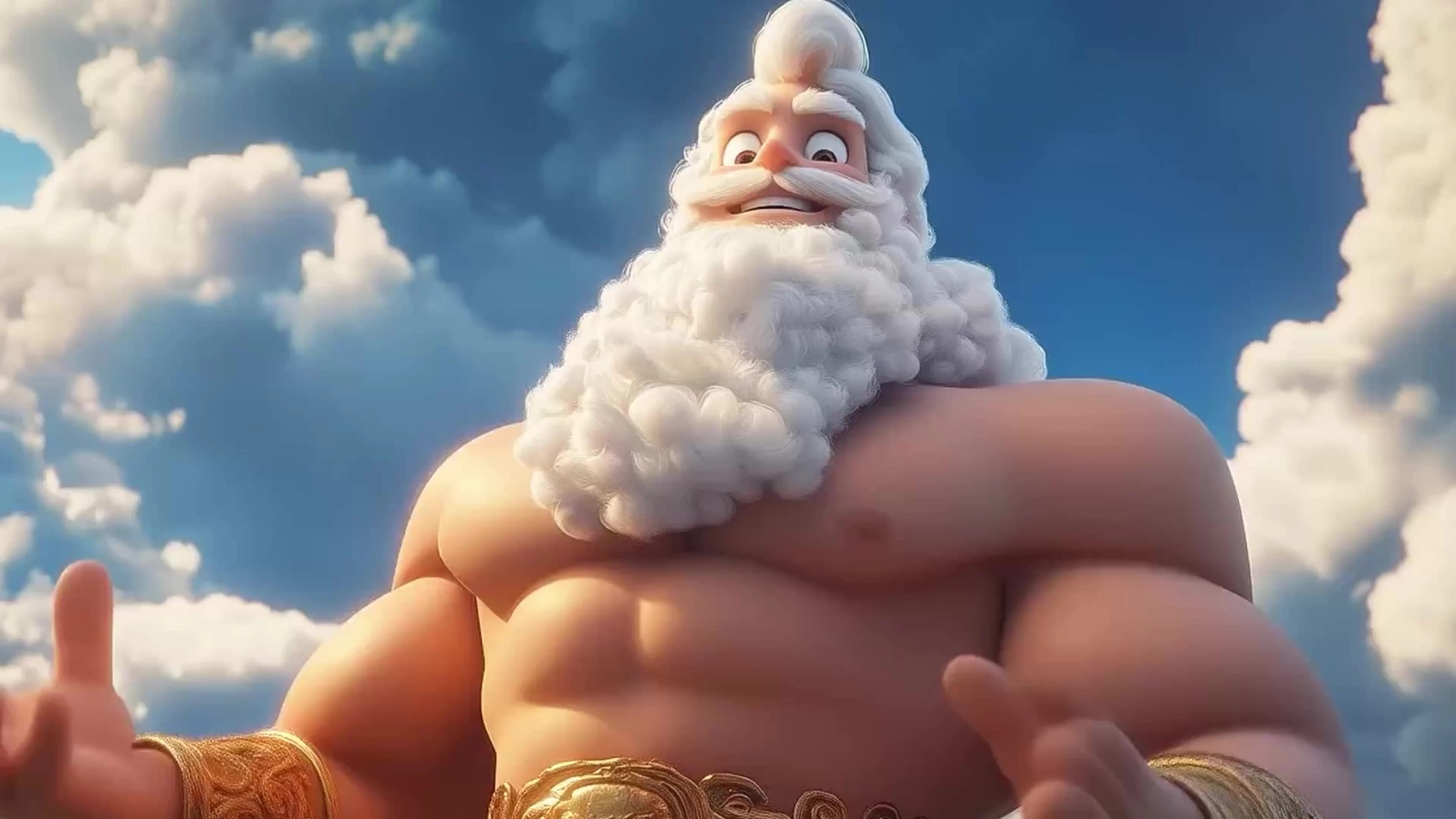[ethereal music] Greetings, my friend. What brings you to Mount Olympus today? Here to gaze at my beautiful muscles again?